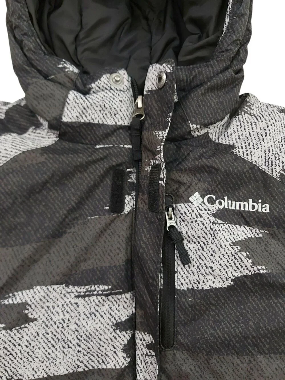 Columbia Jacket Kids XS 6/7 Gray Camo Insulated Full Zip Warm Outdoor Travel